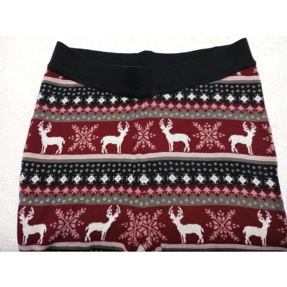 PINK ROSE knit jogger Leggings Womens Small S red black reindeer christmas - Picture 1 of 5